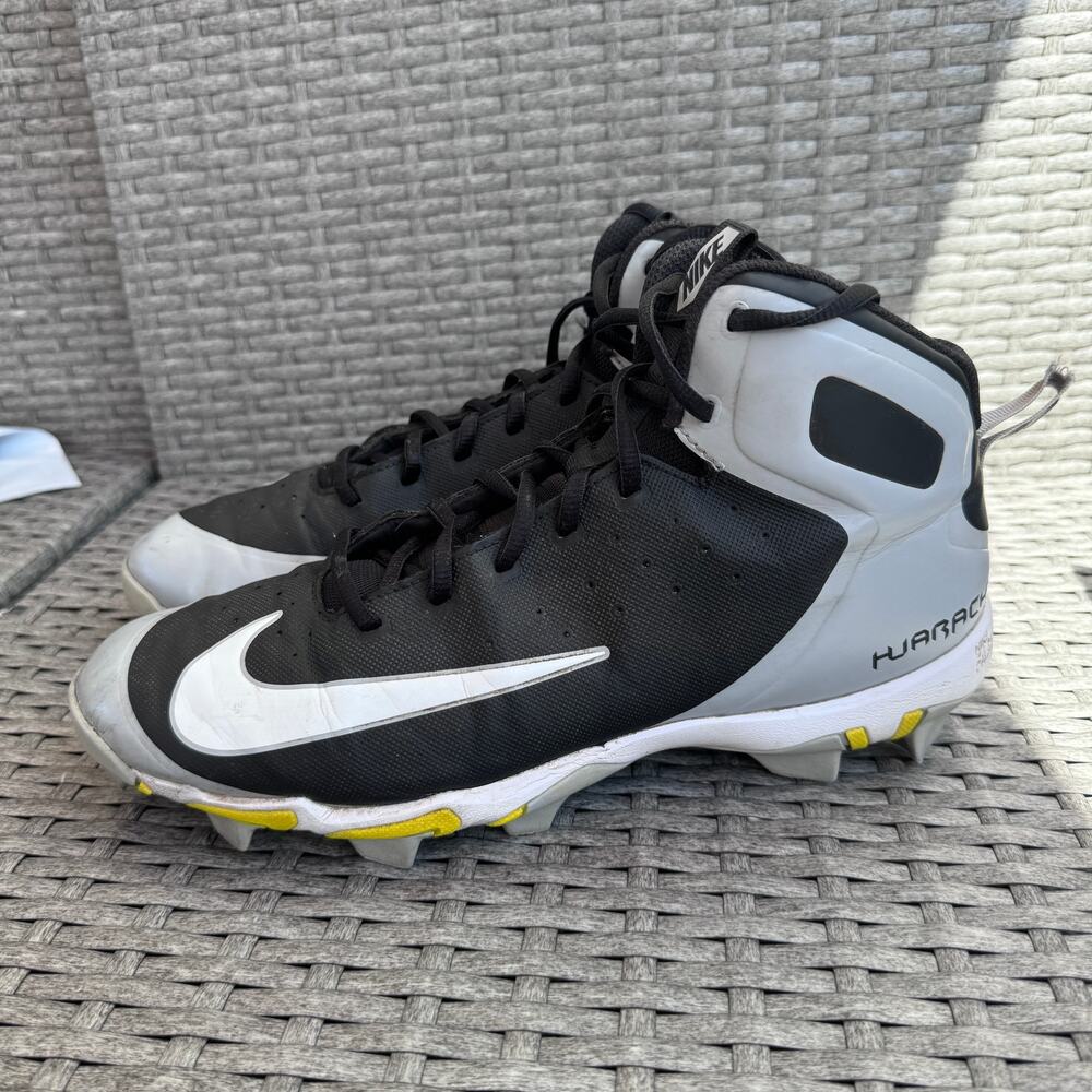 Nike Huarache Fastflex Football Cleats Lace Up 923429-015 Black Gray Mens 10.5